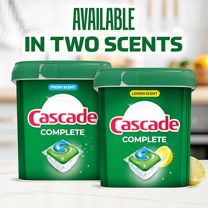 Cascade Complete Action Dishwasher Detergent Pods Fresh Scent Dishwasher Pods and Tablets, Powerful Dishwashing Detergent for Spotless Dishes, Grease-Fighting Dish Pods and Dish Tabs, 43 Count