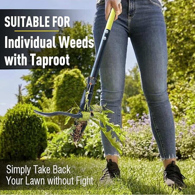 Jardineer Weed Puller Tool, 45" Stand Up Weed Remover Tool with Reinforced All-Steel Handle & 4-Claw Steel Head, Heavy Duty Manual Weeder for Garden Lawn Yard, Easily Remove Weeds Without Bending