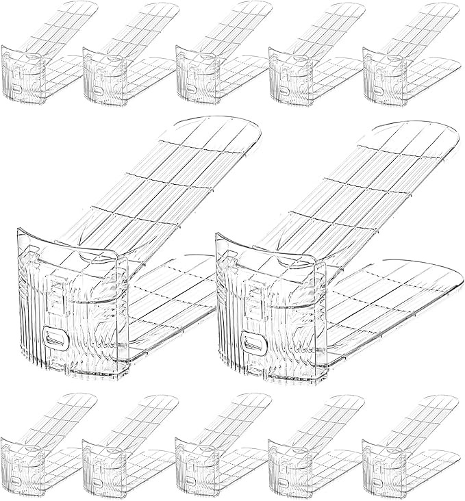 Shoe Slots Organizer for Closet 12Pack Adjustable Shoe Stacker Organizer Storage Shoe Rack Space Saver Storage Shoe Holder Organization (Transparent)
