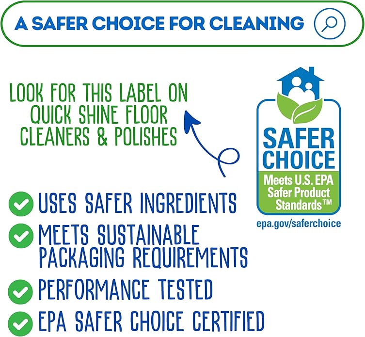Quick Shine Hard Surface Pet Floor Cleaner 27 oz | Ready to Use, Removes Dirt, Streak Free, No Rinse | Hardwood, Laminate, Luxury Vinyl Plank LVT, & Tile | Safer for Kids, Pets & Our Environment