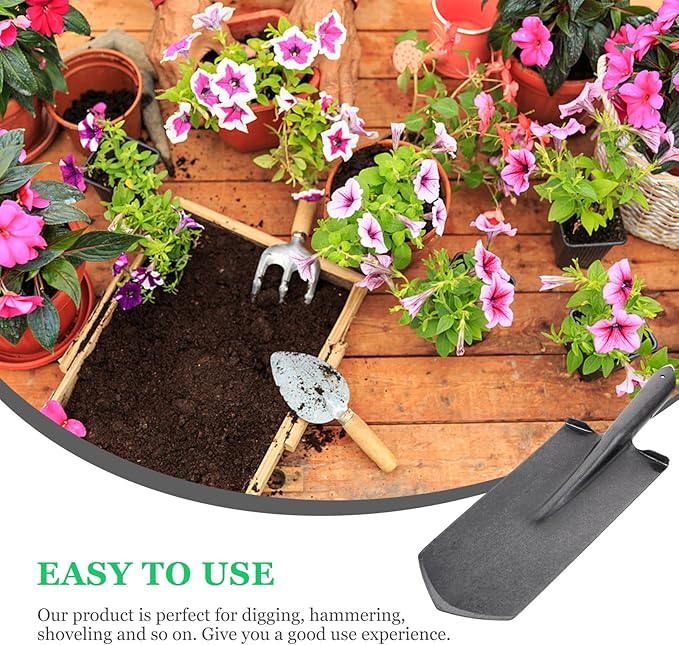 Heavy Duty Manganese Steel Metal Garden Shovel Narrow Spade for Tree Planting and Soil Digging, Thickened Handle Gardening Tool for Outdoor and Farm Use