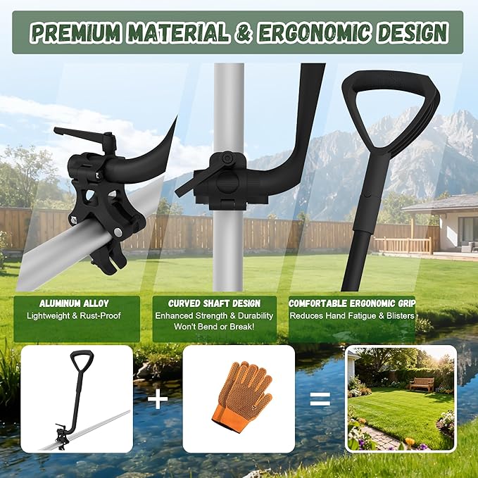 Universal Extension Handle Attachment for Snow Shovel, Weedeater, String Trimmer, Shovel, Rake & More, Back Saving Attachment for All Gardening Tools, Home Tool Gifts for Men