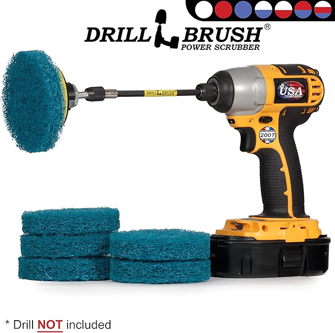 Kitchen Accessories - Cleaning Supplies - Drill Brush - Spin Scrubber - Oven Cleaner - Stove Top Cleaner - Pots and Pans - Kitchen Sink - Hard Water Stain Remover - Drill Attachment Power Scrubber