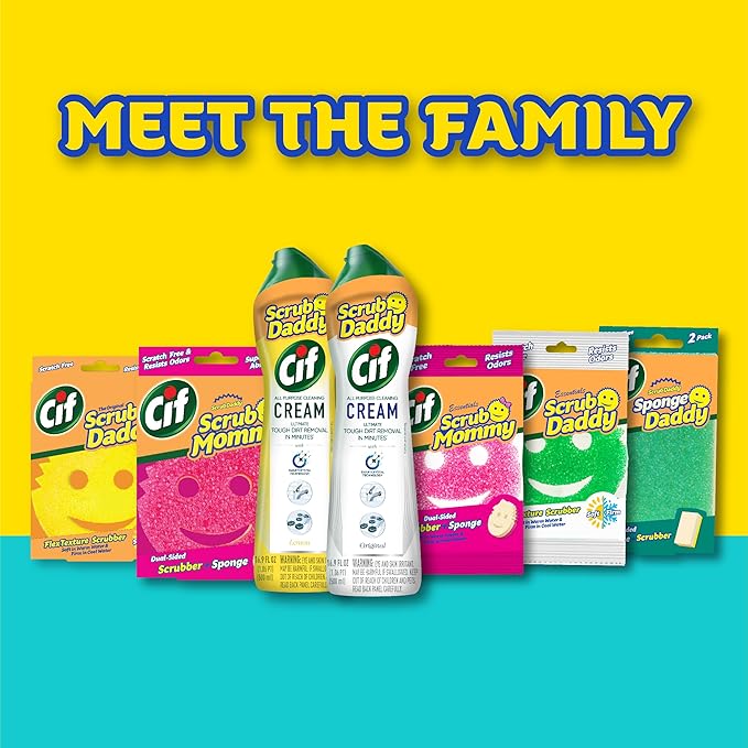 Scrub Daddy Scrub Mommy + Cif Cream All Purpose Cleaner, Original - Cleaning Supplies with Household Cleaning Cream & Non Scratch Sponge - Bathroom & Kitchen Cleaner