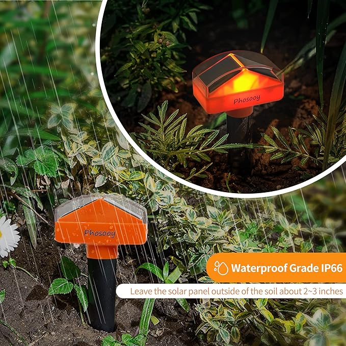 Solar Mole Repellent, 4 Pack Gopher Sonic Spikes, Waterproof Rodent Deterrent Devices to Get Rid of Moles in Your Yard Garden Lawn Home Outdoor