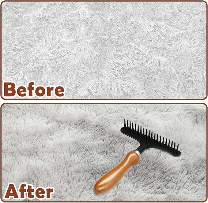 2 Pcs Hand Held Carpet Rake to Fluff Matted Carpets, Portable Rug Rake for Pet Hair Removal