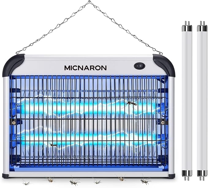 Upgraded 3800V Mosquito Zapper, High-Voltage Electric Bug Zapper Indoor Mosquito Killer Lamp Fly Moth Gnat Traps W/ 2 Replacement Bulbs