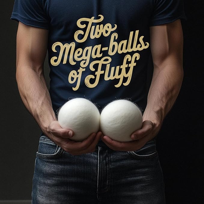 XXL 4in Wool Dryer Balls – Twice The Size of XL | 100% Organic New Zealand Wool | Shorten Drying Time | Reduce Static & Wrinkles Fast (by BigWoolBalls)