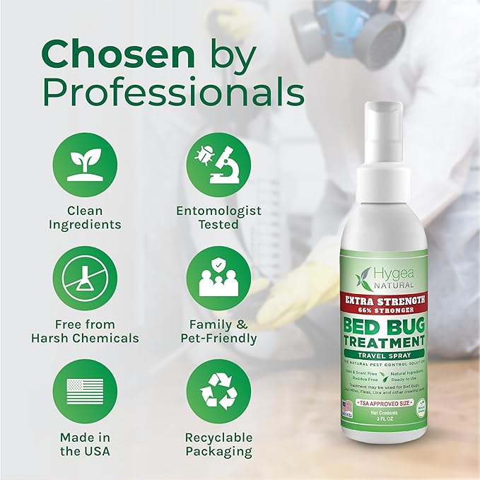 Hygea Natural Extra Strength 3oz Travel Spray –TSA Approved - New Formula 66% Stronger- Stain & Scent Free Treatment – Natural Formula - Child & Pet Safe (50 Pack)