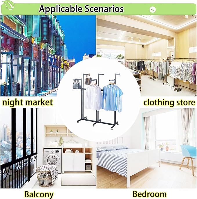 Floor Standing Metal Garment Rack - Heavy Retail Display Racks With Wheels, 8 Arms Clothing Rack, Square Tubing Portable Shirt Racks, Merchandise Display For Hanging Clothes (L-gold)