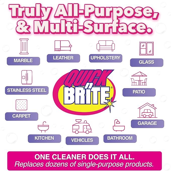 Quick 'n Brite All Purpose Cleaning Paste – Miracle Cleaner for Tough Stains, Biodegradable, Non-Toxic, Pet-Safe, Multi-Surface Stain Remover, Made in USA, 32 Oz Kit