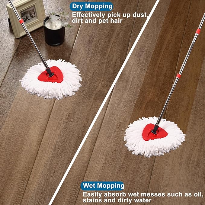 6 Pack Mop Heads Replacements, Compatible with O Cedar Easywring 1-Tank System Easy Wrin Spin Mops, Triangle Swivel Microfiber Mops, Washable & Easy to Replace