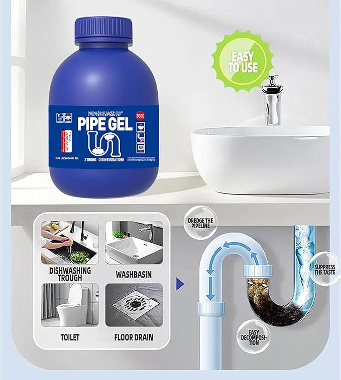 Professional Grade Drain Cleaner, Heavy Duty Pipe Unblocker for Kitchen Sink, Shower, Bathtub, Chemical Drain Opener (2)
