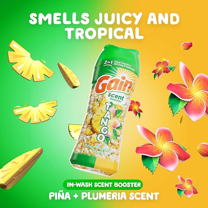 Gain Tango 2-in-1 Laundry Scent Booster Beads, Piña and Plumeria Scent, 21.1 oz, Laundry Beads with Dual Scents Plus All Day Freshness