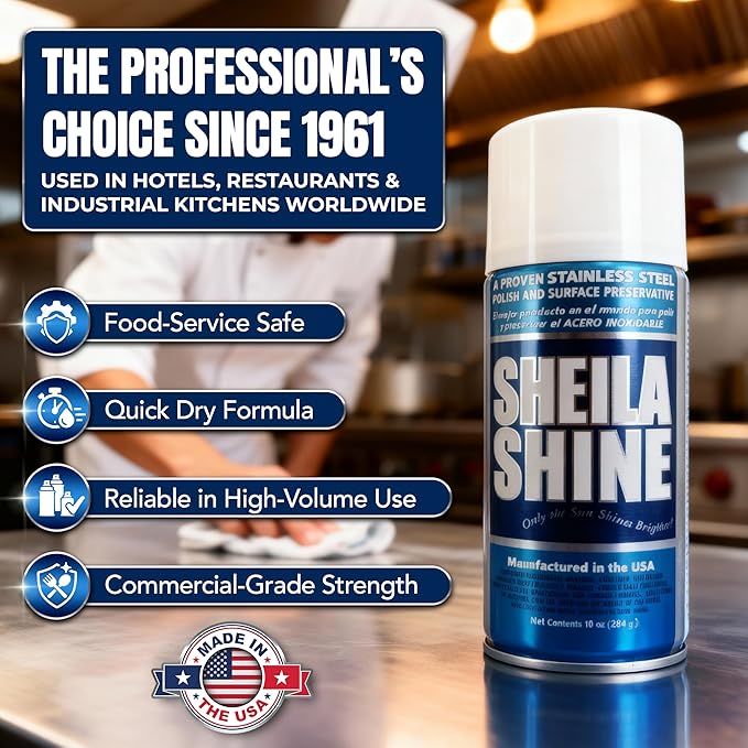 Sheila Shine 10oz Stainless Steel Cleaner and Polish - Cleans, Polishes & Protects Kitchen Appliances, Refrigerators, Sinks, Ovens & Grills - Stainless Steel Sink Cleaner for Kitchen Sink