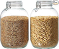 1 Gallon Glass Food Storage Jars with Airtight Lids, Set of 2 – Clear Preserving Seal Wire Clip Fastening Canisters for Kitchen Canning, Flour, Cereal, Pasta, Sugar, Beans, Pickling Jars (1gallon*2)