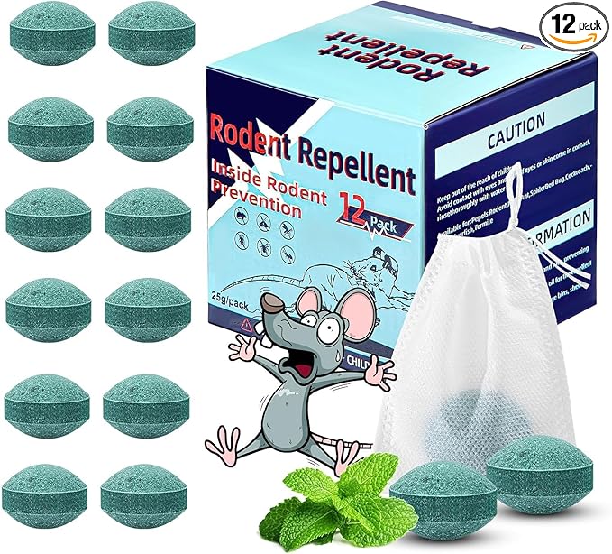 Mouse Rodent Repellent, Peppermint Lemon Mice Repellent for Squirrel Rats Spider Pests, Natural Repellent for Kitchen, Warehouse, Car, Indoor, Outdoor, Safe for Pets & Family