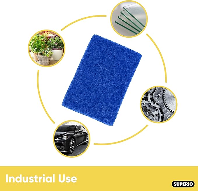 Scouring Pad Non-Scratching Scrubber Non-Scratch Cleaning Scrub Pads Heavy Duty Scouring Pad Reusable Kitchen Scrubbing Pad Pack of 9 Blue, by Superio