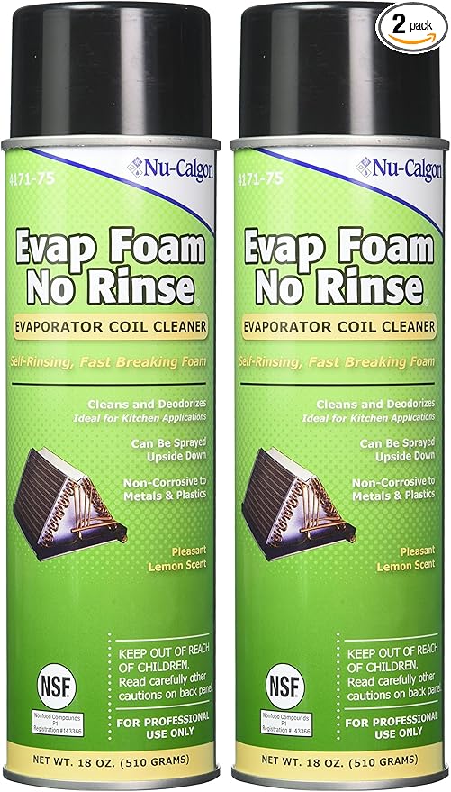 NU-Calgon 4171-75 Evap Foam No Rinse Evaporator Coil Cleaner, 18 oz. (Pack of 2)