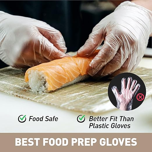 OKIAAS Disposable Gloves M, Bulk of 1000 Pcs|Latex and Powder-Free Clear Vinyl Gloves for Household, Food Handling, Lab Work and more, 10 Dispenser Boxes