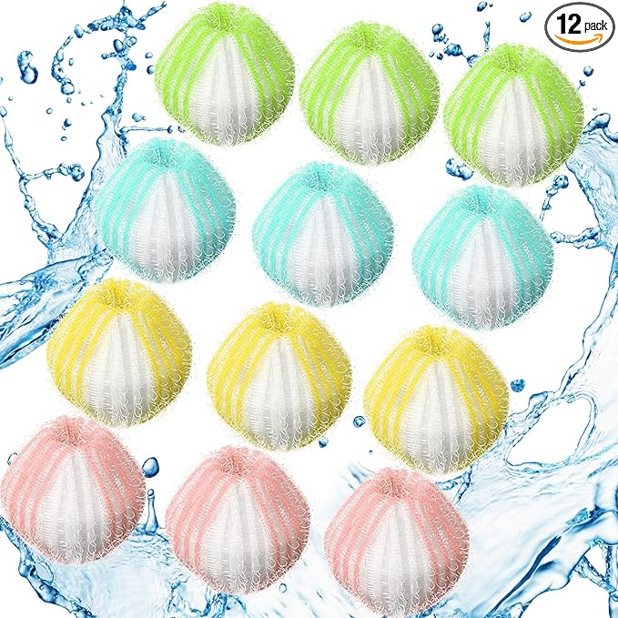 Blulu 12 Pieces Pet Hair Remover for Laundry Dryer Balls Reusable Washing Machine Hair Catcher Pet Dog Cat Catcher Lint Remover (Fresh Color)