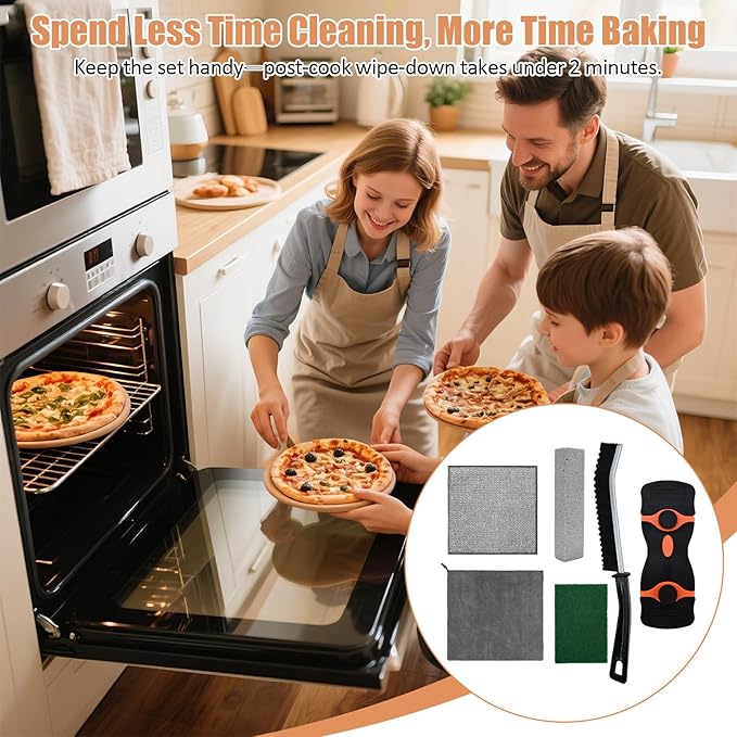 Heavy Duty Oven Cleaner Brush Set,Oven Cleaning Kits,Oven Cleaning Tools Accessories with Razor Blade Scraper,Crevice Cleaning Brush,Pumice Stone,Microfiber Cleaning Cloth,Scrub Sponges