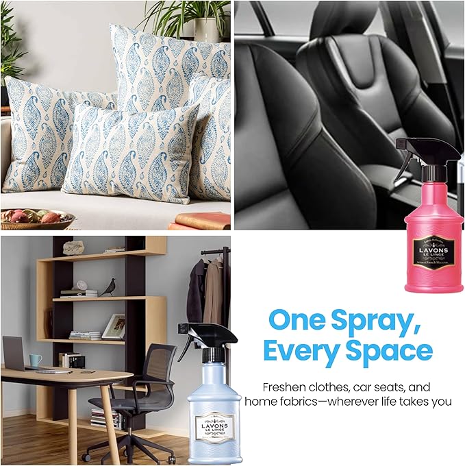 LAVONS Fabric Spray Freshener for Carpet Fresh, Pet Safe Linen Spray for Bedding, Organic Fabric Refresher Spray for Home & Offices, Natural Carpet Freshener from Japan, 12.5 Fl Oz BLOOMING BLUE