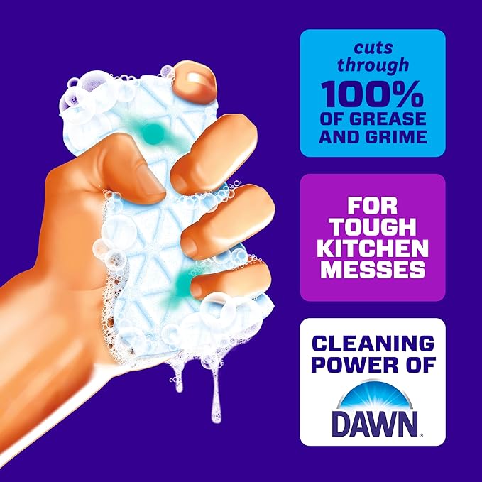 Mr. Clean Magic Eraser Foaming Sponge, Kitchen Grease Eraser, Dawn Cleaning Power, Oven Cleaner, Unstopables Fresh, 8ct