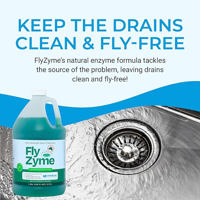 Fly-Zyme, Highly Concentrated Enzyme Drain Cleaner for Pipes, Drain Gel for Fruit Flies, Organic Waste Degrader & Odor Neutralizer, 1 Gallon