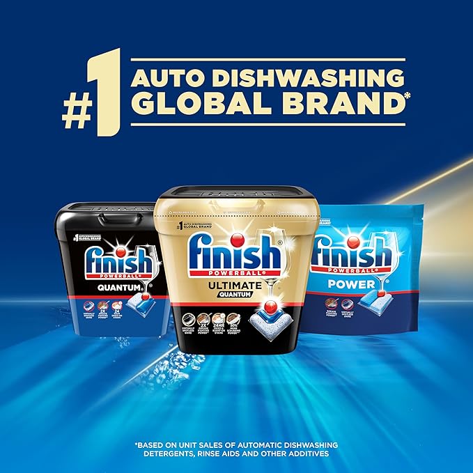 Finish Ultimate Quantum Dishwasher Pods, New & Improved Formula, Dishwasher Detergent Dish Soap, Removes Burnt-On & Dried-On Stain, Degreasing & Scrubbing Power, Lemon Scent, 38 Count