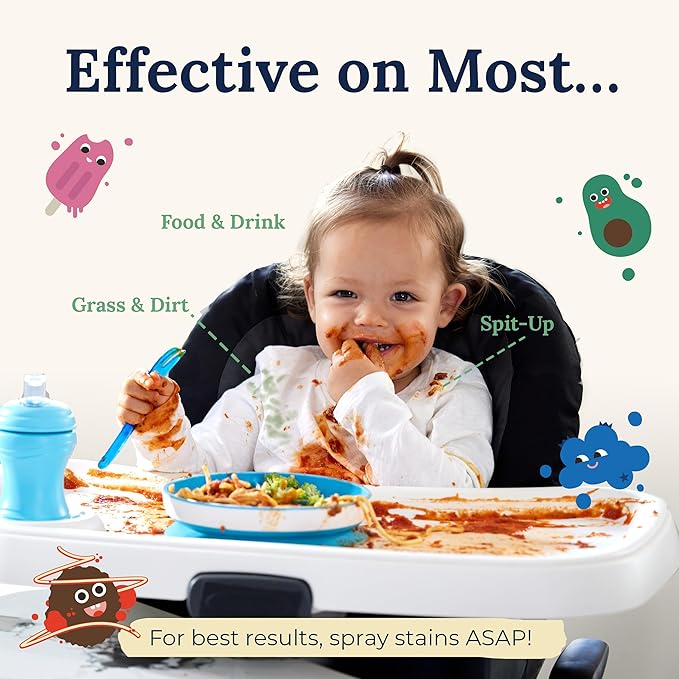 Miss Mouth's Messy Eater Stain Treater Spray - 4oz & 10 Wipes Stain Remover - Newborn & Baby Essentials - No Dry Cleaning Food, Grease, Coffee Off Laundry, Underwear, Fabric (Pack of 2)