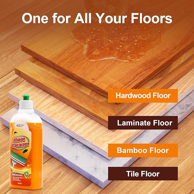 Wood Floor Cleaner for Mopping, Natural Non Toxic Pet-friendly Hard Floor Cleaner, Harmless to Original Wood Finish Floor Cleaner Solution for Hardwood Floor, Laminate Floor, Free of HCHO, PhH