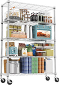 M MZG 1750LBS 47.2" W 5 Tiers Storage Shelves Metal Shelving Unit with Wheels Heavy Duty Garage Shelving Adjustable Wire Shelves for Pantry,Kitchen,Garage,Basement,Chrome 17.7" D x 47.2" W x 76.8" H