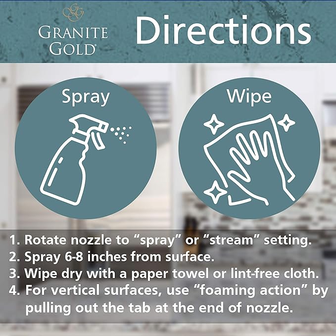 Granite Gold All-Surface Cleaner Spray, Household Cleaning For Stainless Steel, Glass, Quartz, Marble Surfaces, 24 Fl Oz, 1 Count