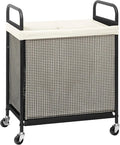 STORAGE MANIAC Rolling Laundry Hamper with Wheels 2-Section Laundry Sorter Rolling Laundrys Basket on Wheels with Removable Bag Clothes Hamper Laundrys Organizer Cart Bathroom Bedroom 100L Beige
