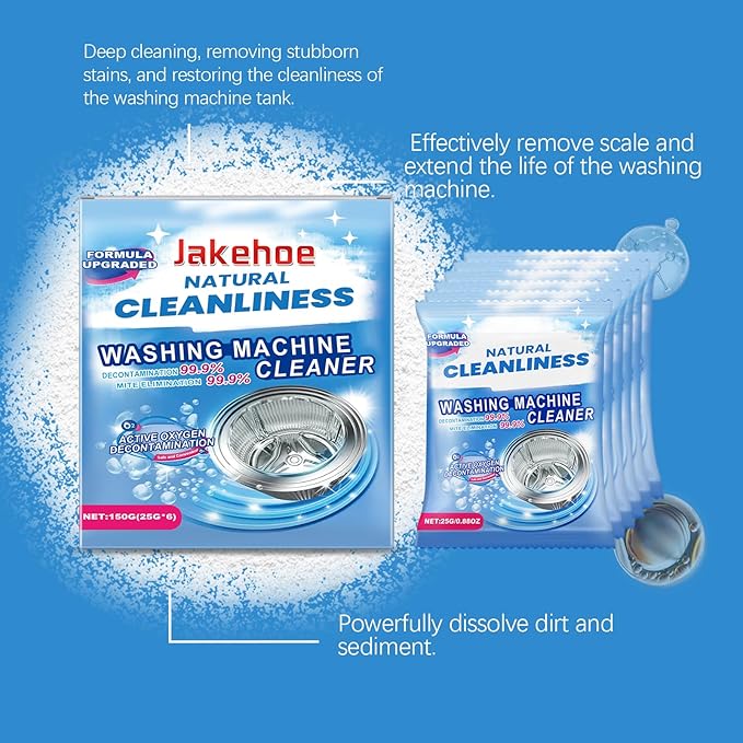 Washing Machine Cleaner Active Oxygen Decontamination Formula, 99.9% Remove stains Elimination,6 bags/ 25g/0.88oz