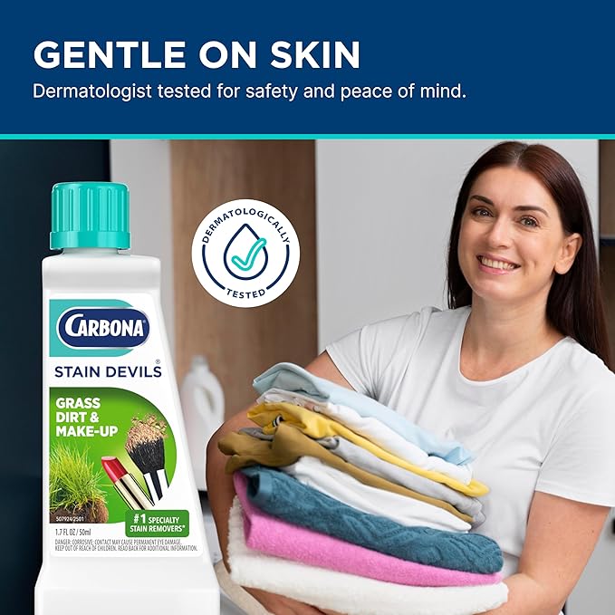 Carbona Stain Devils® #6 | Grass, Dirt & Make-Up | Professional Strength Laundry Stain Remover | Multi-Fabric Cleaner | Safe On Skin & Washable Fabrics | 1.7 Fl Oz, 1 Pack