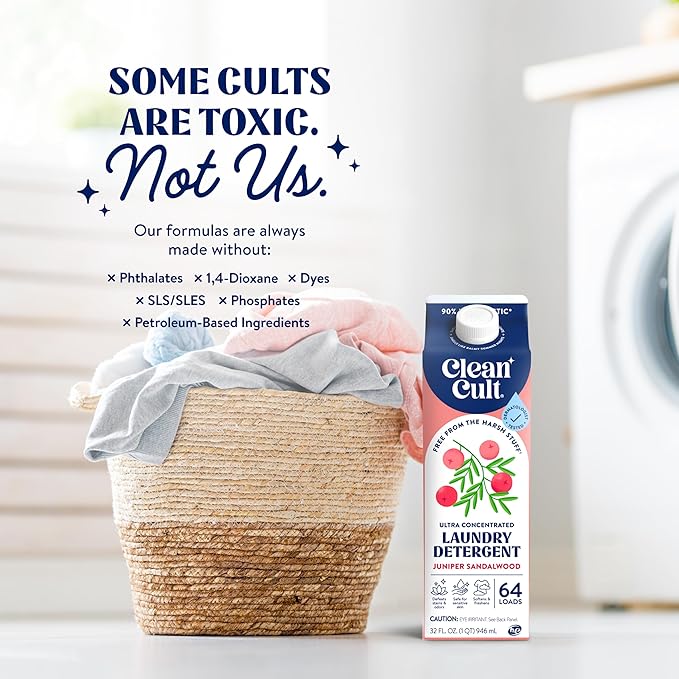 Ultra Concentrated Liquid Laundry Detergent Soap, 192 loads (96 oz), Long Lasting Scent, 90% Less Plastic, No Harsh Chemicals, Juniper Sandalwood, Defeats Stains & Odors, HE/Standard Compatible