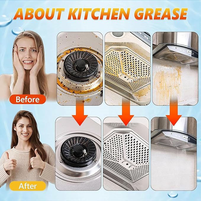 Fiell Clean Up Kitchen Oil Stains, Heavy Oil Cleaner Stain,Oil StainsClean Up Kitchen,Clean Up Kitchen Oil Stains Spray-Heavy Duty Degreaser & Foam (1pc)