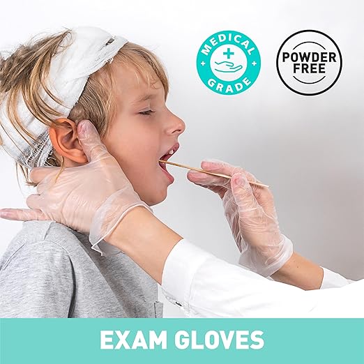 OKIAAS Disposable Gloves XL, Food Safe, Bulk of 200 Pcs|Latex and Powder-Free Clear Vinyl Gloves for Cleaning, Food Prep