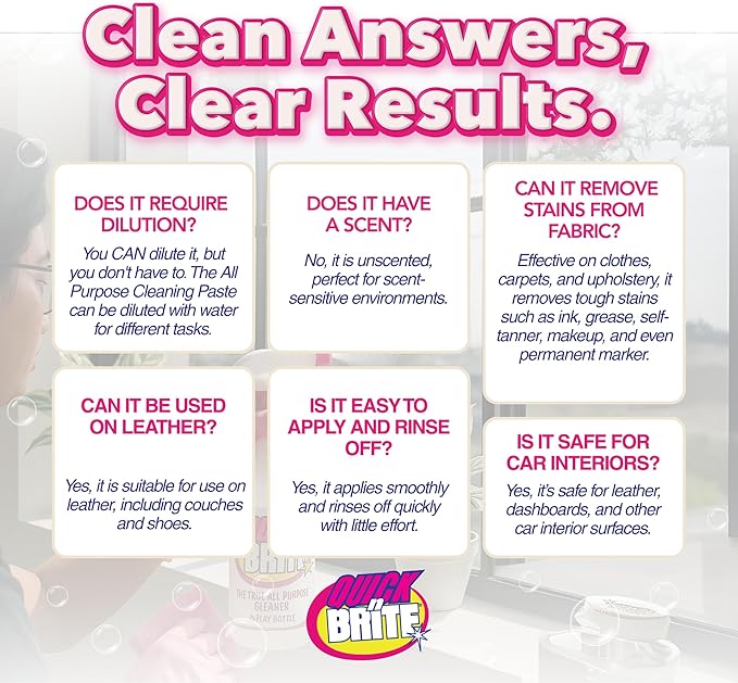 Quick 'n Brite Hard Water Stain Kit - 32oz All Purpose Cleaning Paste, Microfiber Towel, two Melamine Sponges, Scraper Tool