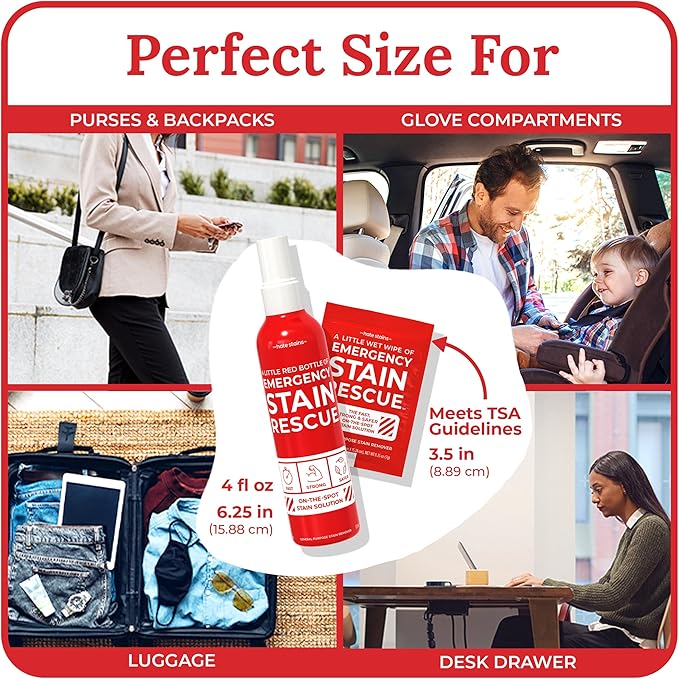 Emergency Stain Rescue Stain Remover Spray - Carpet Cleaner Spray - Wine & Coffee Stain Removal - 4 Fl Oz (Pack of 2)