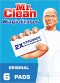 Mr. Clean Magic Eraser Original Cleaning Pads, Multi Purpose Cleaner, Bathroom Cleaning Supplies, All Purpose Cleaner, White, 6 Count