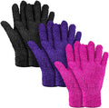 Patelai 3 Pairs Microfiber Plant Dusting Gloves Leaf Cleaning Gloves for Indoor Plants, Blinds, Furniture, House (Purple,Rose Red,Black,Large)
