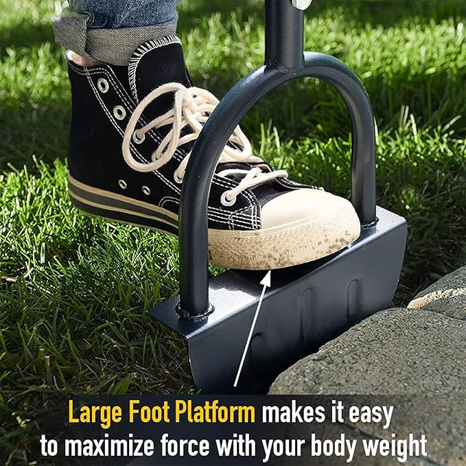 42.71in Saw-Tooth Edger Lawn Tool, Half Moon Lawn Edger with T-Grip, Sidewalk Grass Long Handled Step Edger, Carbon Steel Manual Trimming Shovel for Garden Sidewalk Flower Beds
