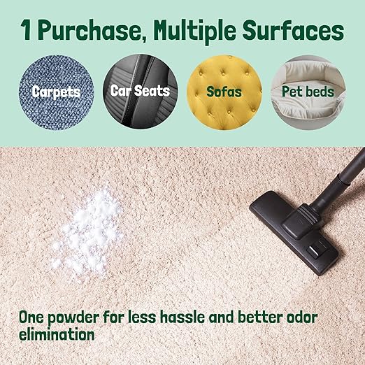 Sunny & Honey Carpet Deodorizer Powder - Pet Safe Freshener for Carpets, Pet Beds and Car Seats - Mint Odor Eliminator for Cat Urine and Wet Dog Smells (20 oz)