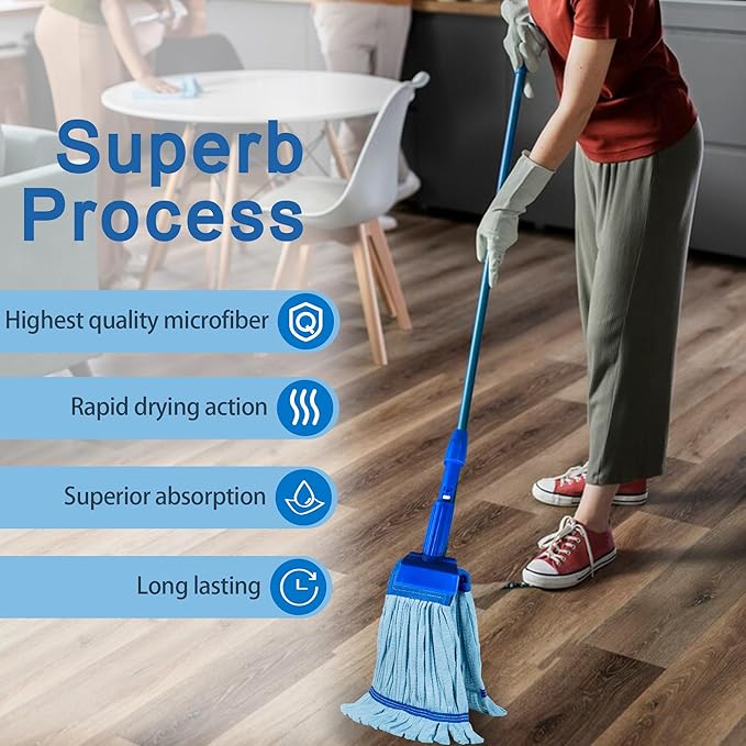 10 Pack - Large Microfiber Tube Mop 400GSM - Heavy Duty Industrial Wet Mop Head Refill,Commercial, Thick Fiber, Replacement Heads, Extra Absorbent