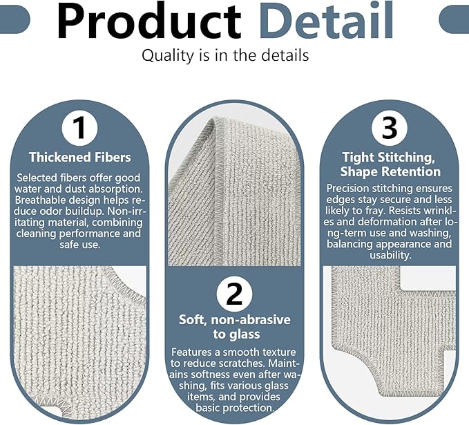 Cleaning Rag for Ecovacs Winbot W2 Omni, W1 Pro, W1 Window Vacuum Cleaner Robot, Washable and Reusable W2 Omni Mop Cloth W1 Mop Pad Accessories 9 Pcs