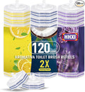 120Ct Aromative Toilet Brush Refills, Toilet Bowl Cleaner Refills, Double-Layer Cleaning Pads Added, Disposable Refill Heads for Toilet Bowl Cleaner Wands，Bulk （Patented）