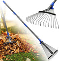 Rake for Leaves: Adjustable Metal Leaf Rake for Lawn, 8-17" Expandable Head,75” Long Handle,Collapsible Heavy Duty Women Kids Garden Rakes for Yard Pine Needles Mulch Grass Debris Gardening Camping